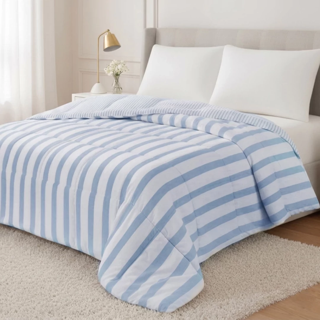 Acolchado Soft Touch Reversible 350G Celeste